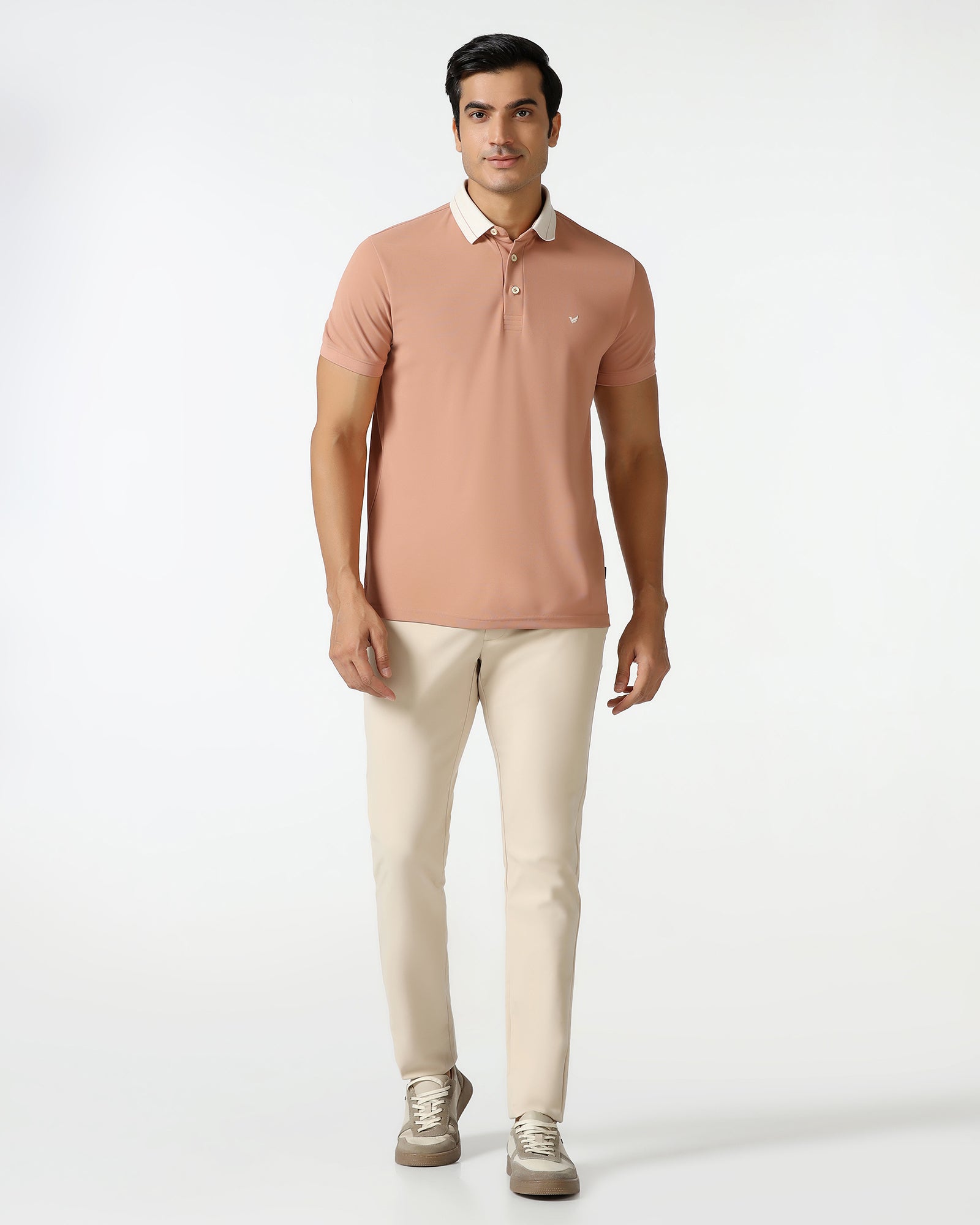 TechPro Polo Beige Solid T-Shirt - Terra