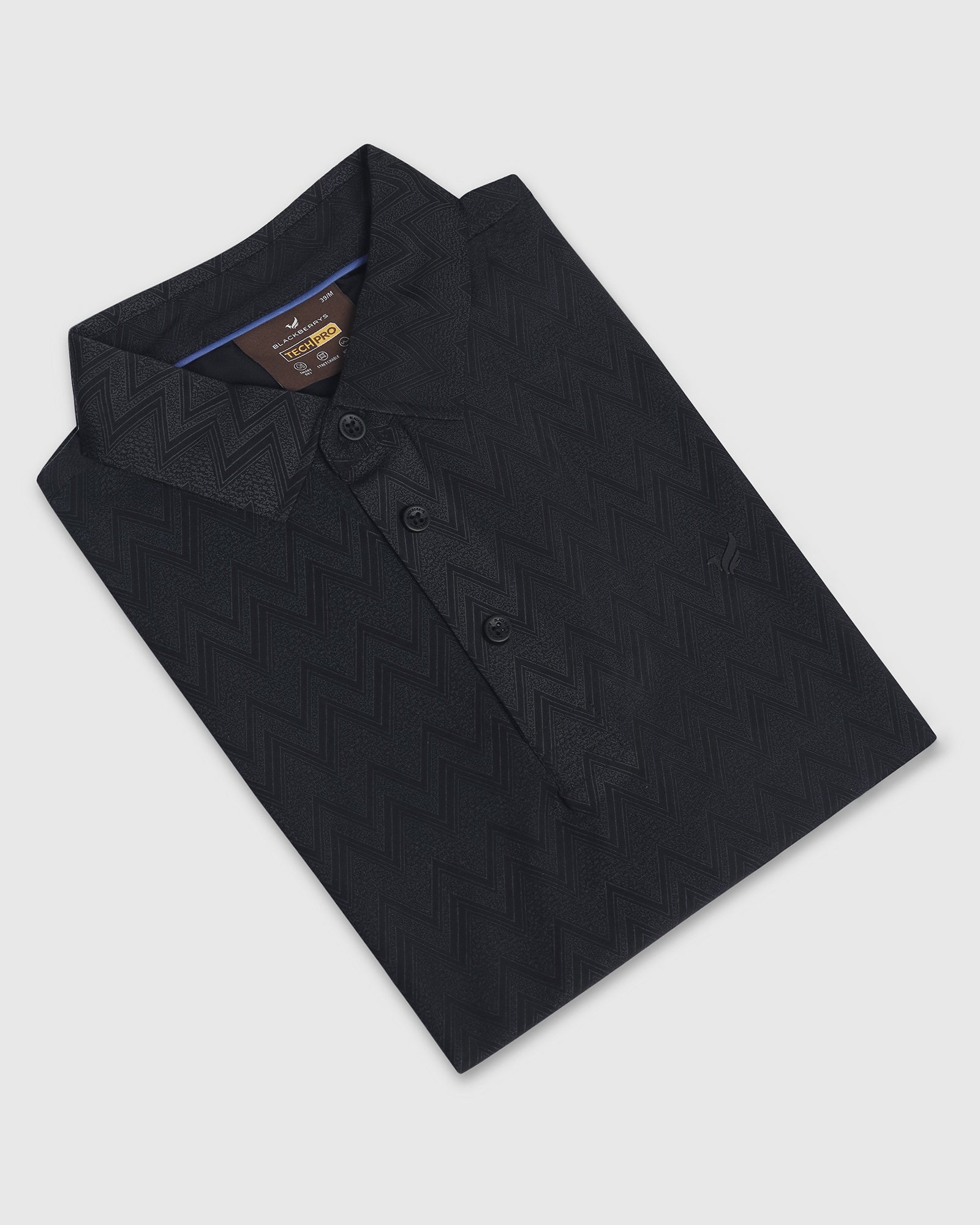 TechPro Polo Black Textured T-Shirt - Molar