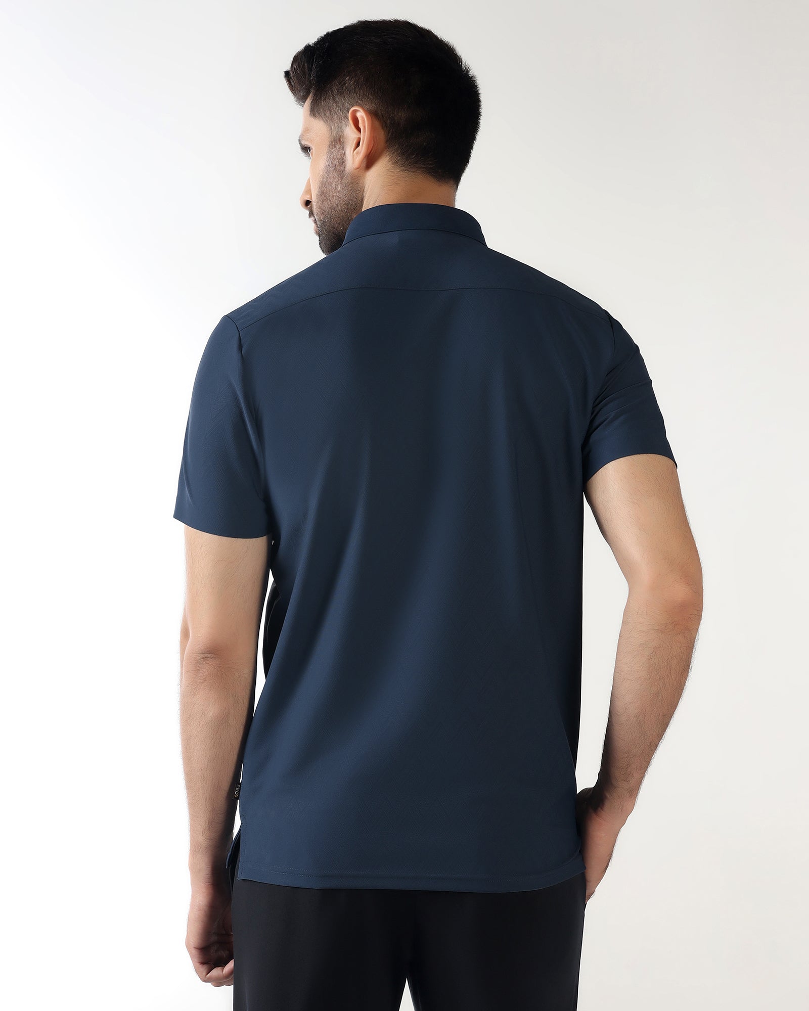 TechPro Polo Blue Textured T-Shirt - Molar