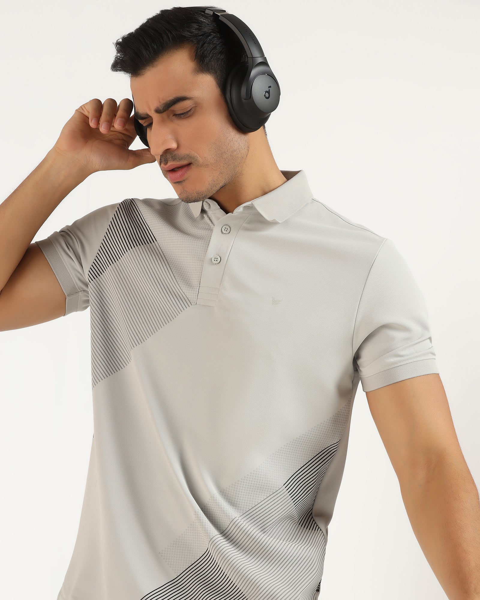 TechPro Polo Grey Printed T-Shirt - Walk