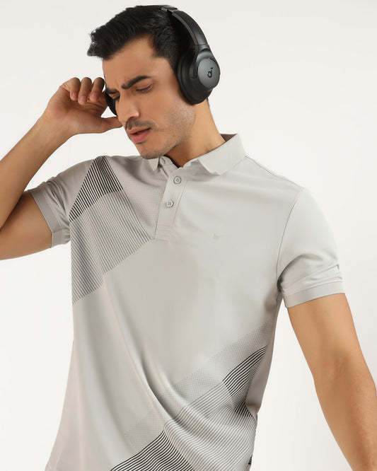 TechPro Polo Grey Printed T-Shirt - Walk