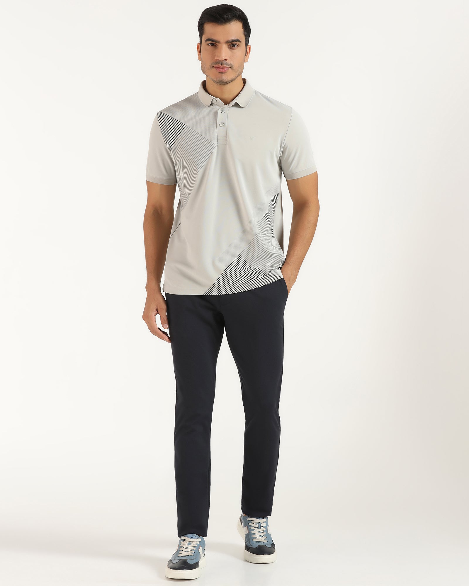 TechPro Polo Grey Printed T-Shirt - Walk
