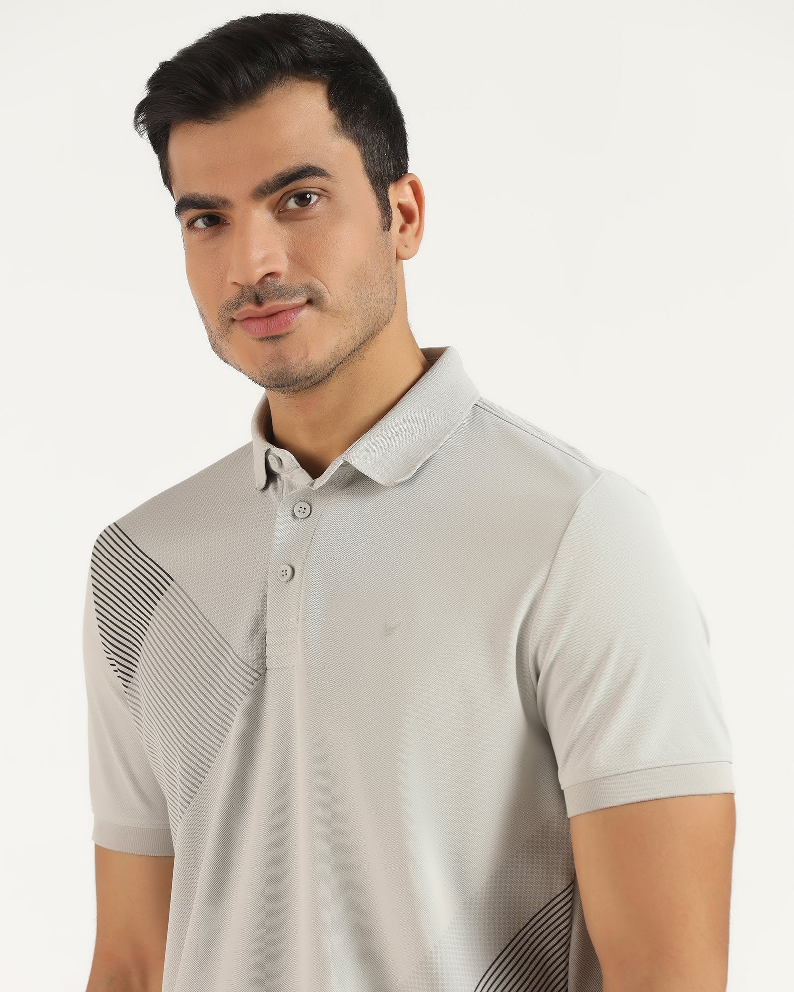 TechPro Polo Grey Printed T-Shirt - Walk