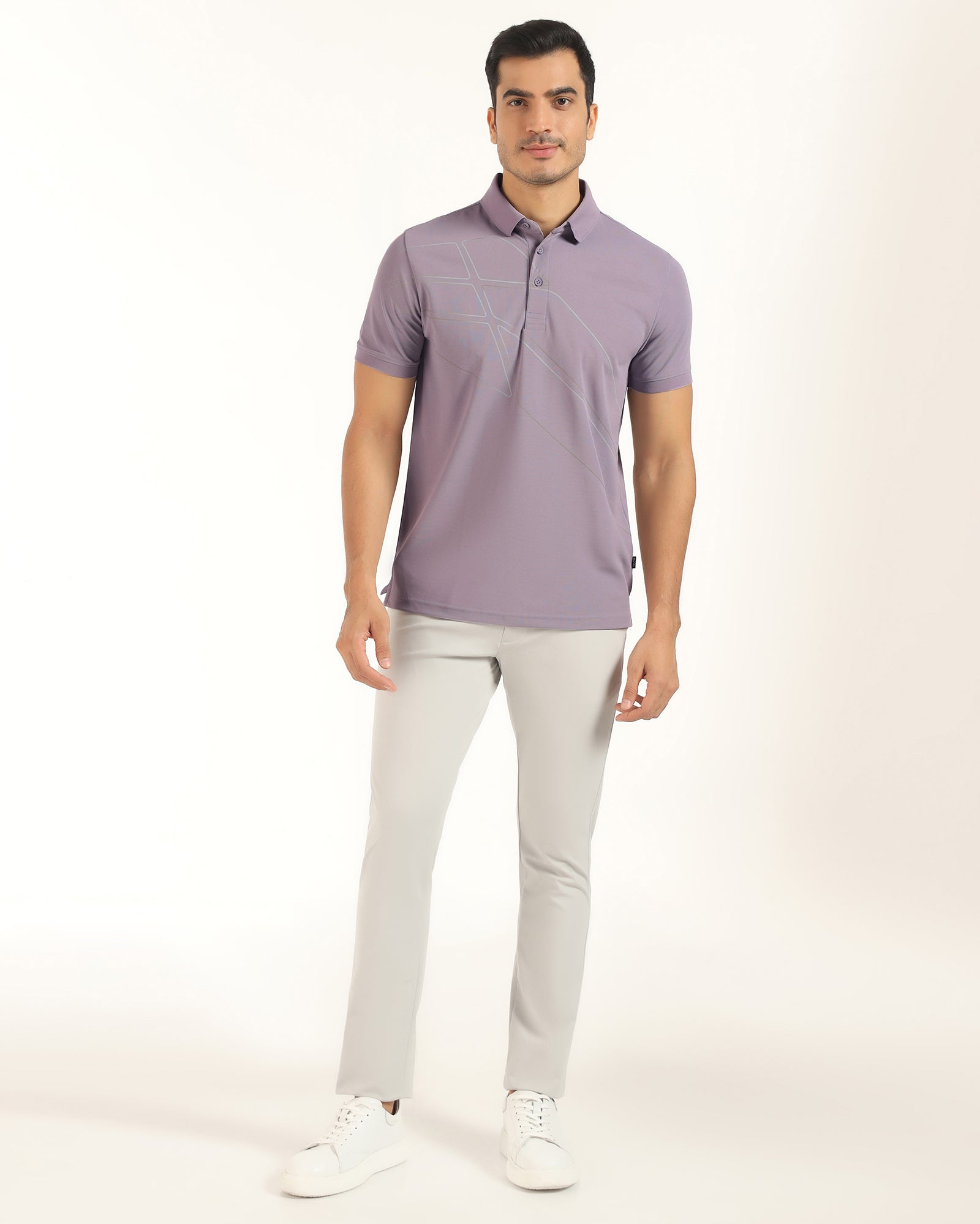 TechPro Polo Light Purple Printed T-Shirt - Slash