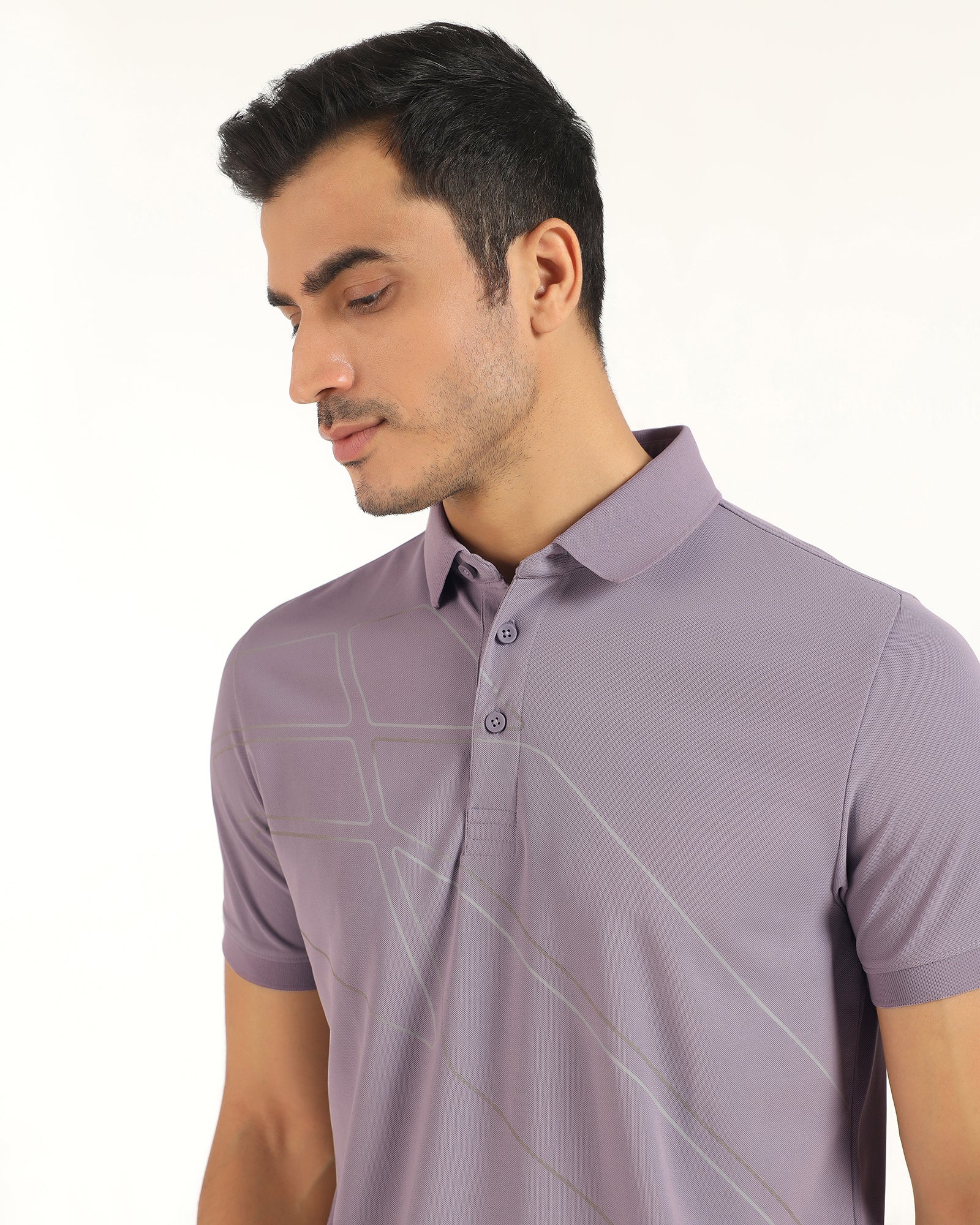TechPro Polo Light Purple Printed T-Shirt - Slash