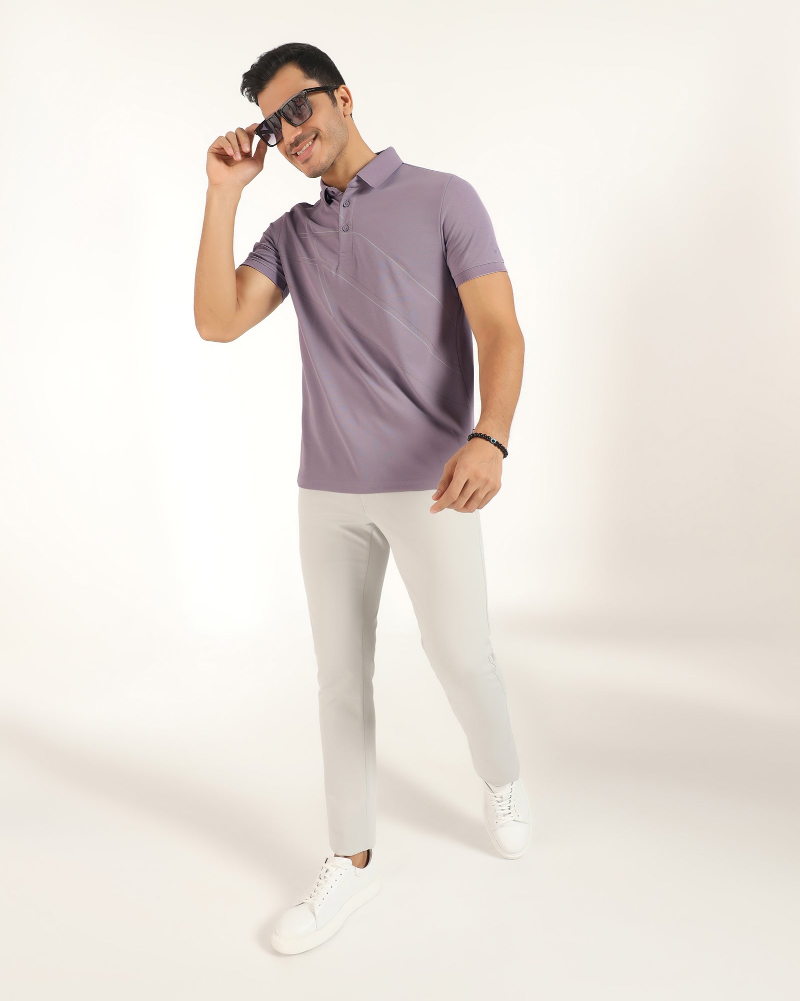 TechPro Polo Light Purple Printed T-Shirt - Slash