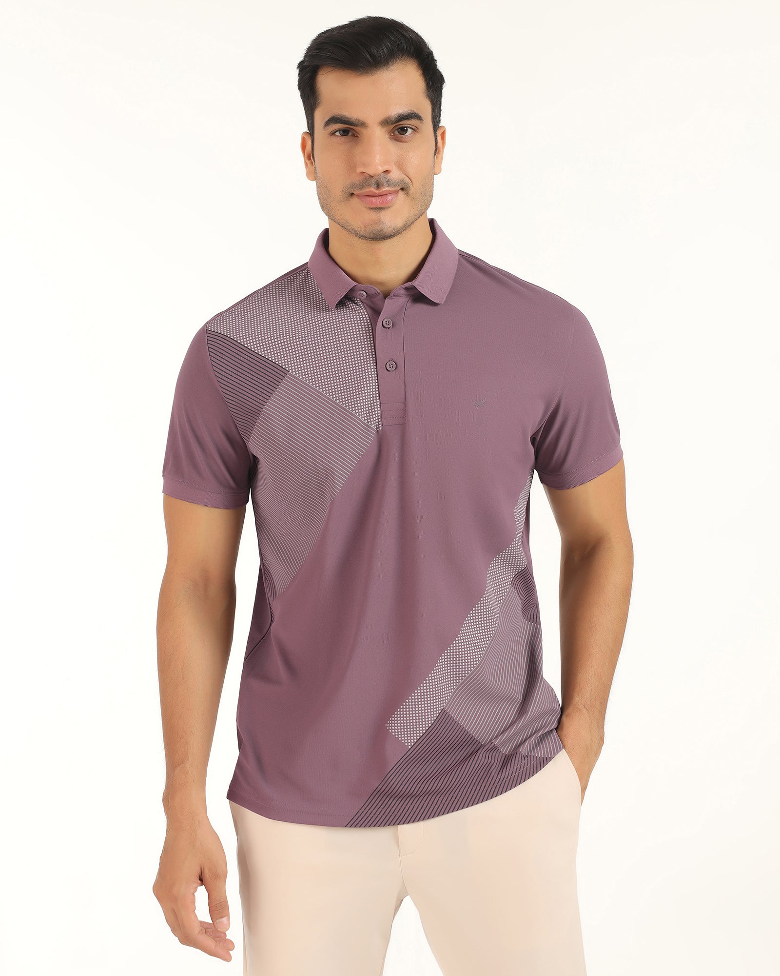 TechPro Polo Mauve Printed T-Shirt - Walk