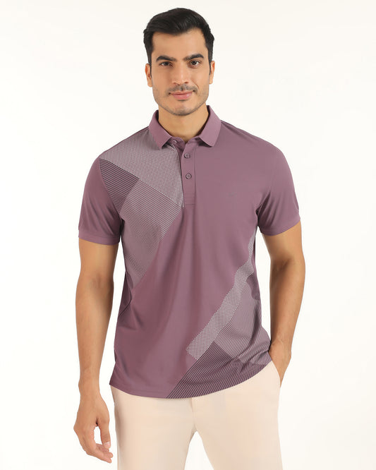 TechPro Polo Mauve Printed T-Shirt - Walk