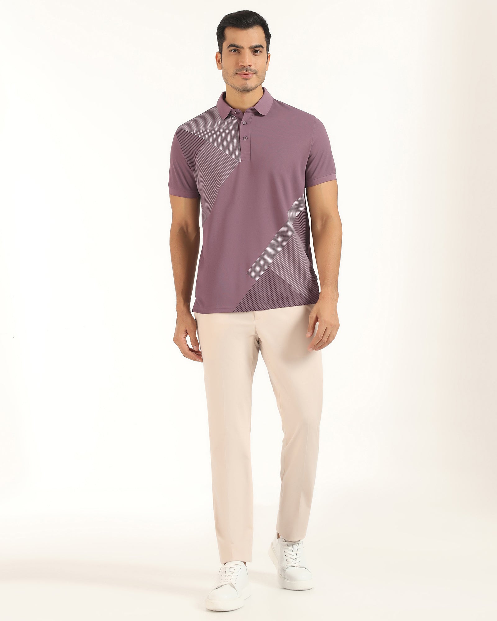 TechPro Polo Mauve Printed T-Shirt - Walk