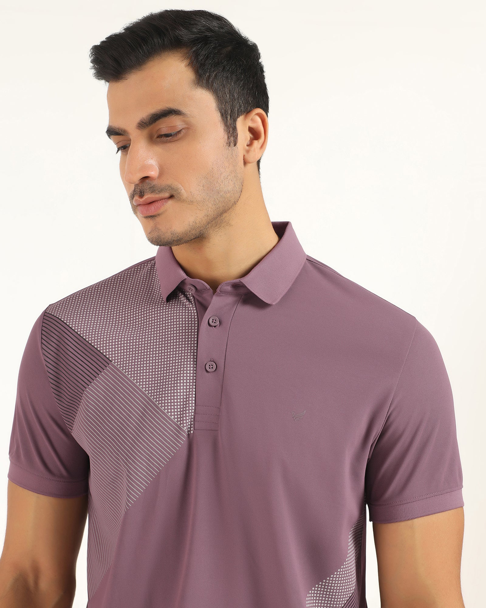 TechPro Polo Mauve Printed T-Shirt - Walk