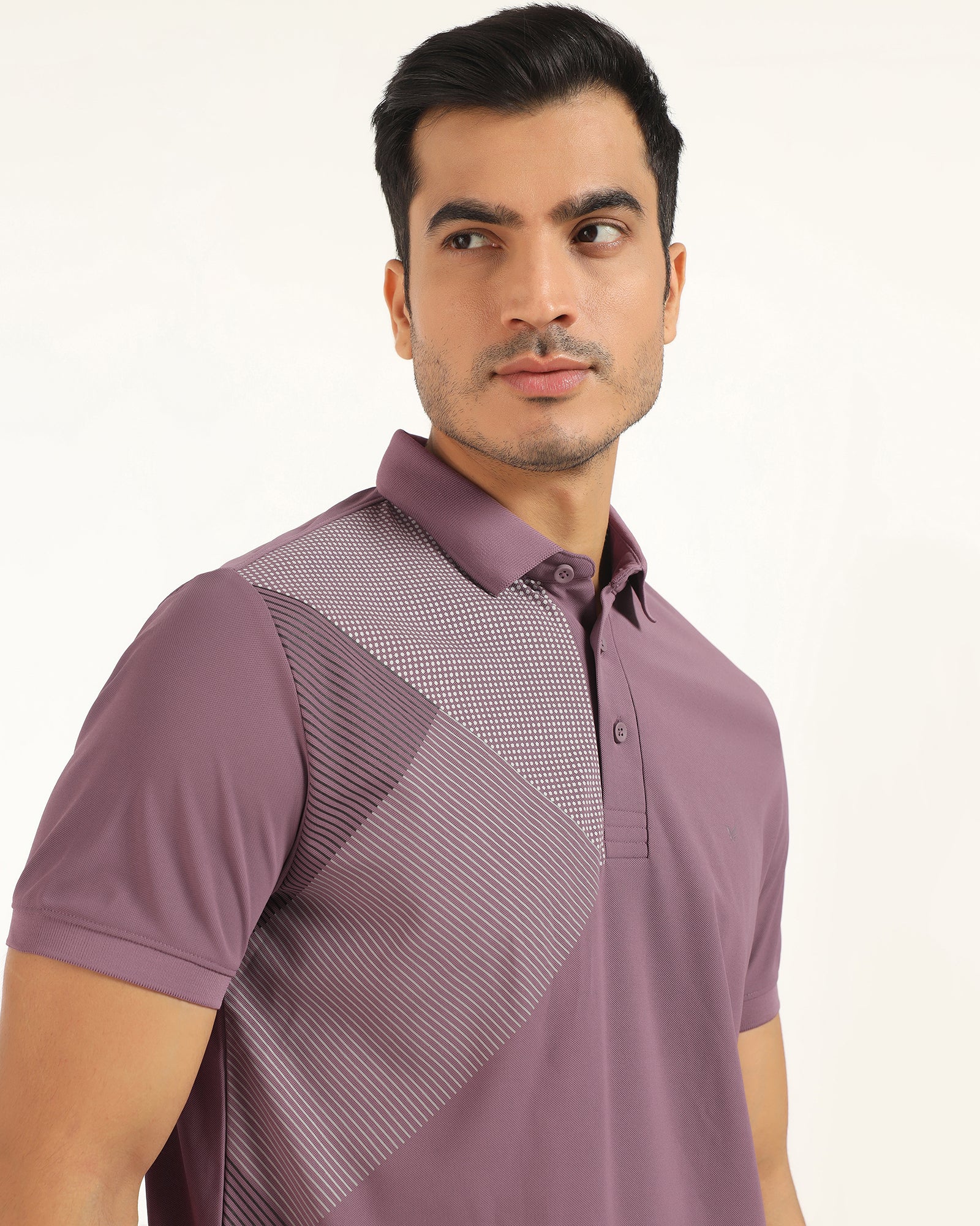 TechPro Polo Mauve Printed T-Shirt - Walk