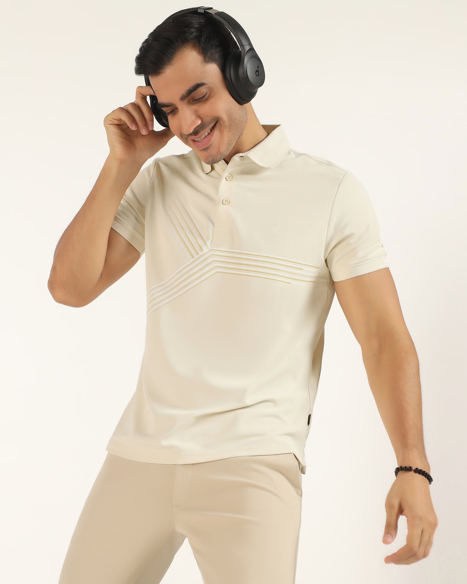 TechPro Polo Powder Yellow Printed T-Shirt - Matrix