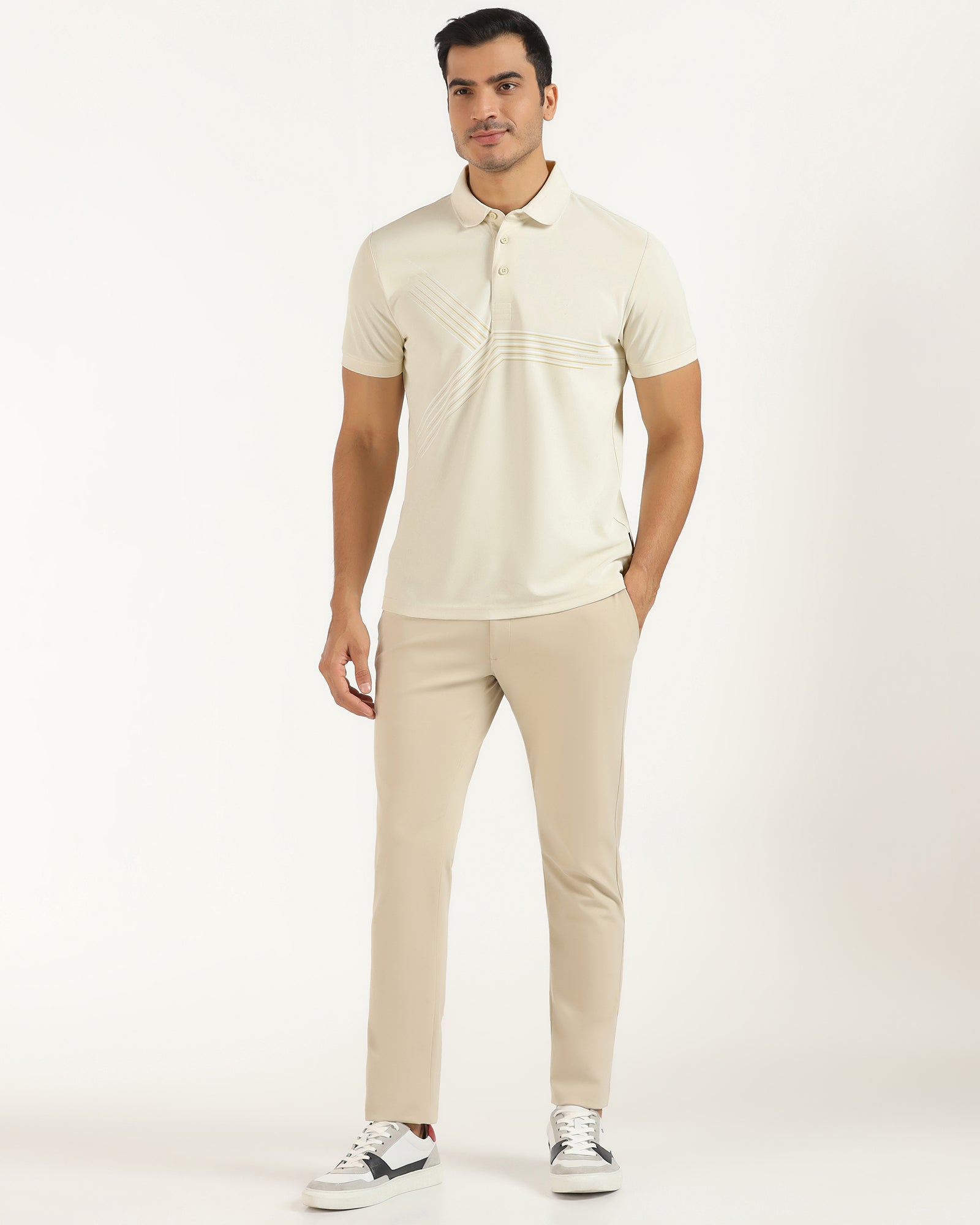 TechPro Polo Powder Yellow Printed T-Shirt - Matrix