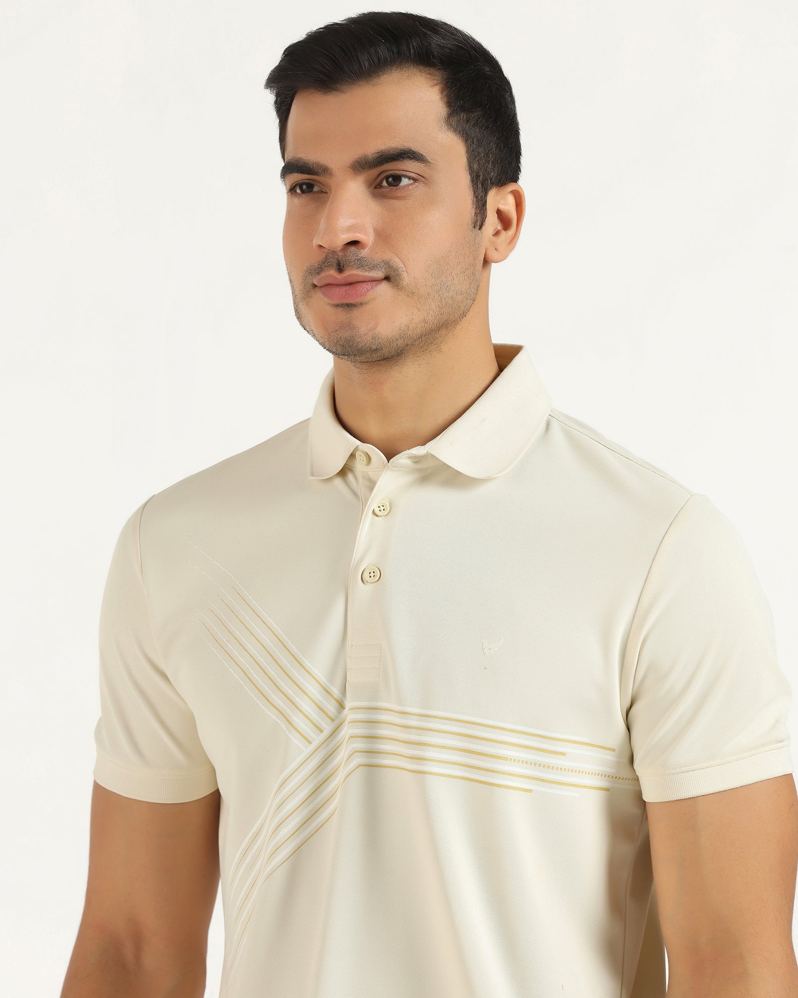 TechPro Polo Powder Yellow Printed T-Shirt - Matrix