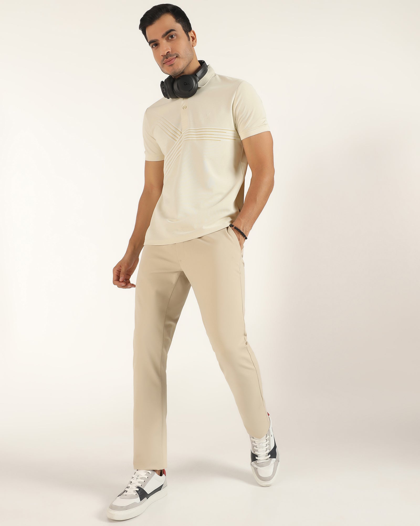 TechPro Polo Powder Yellow Printed T-Shirt - Matrix