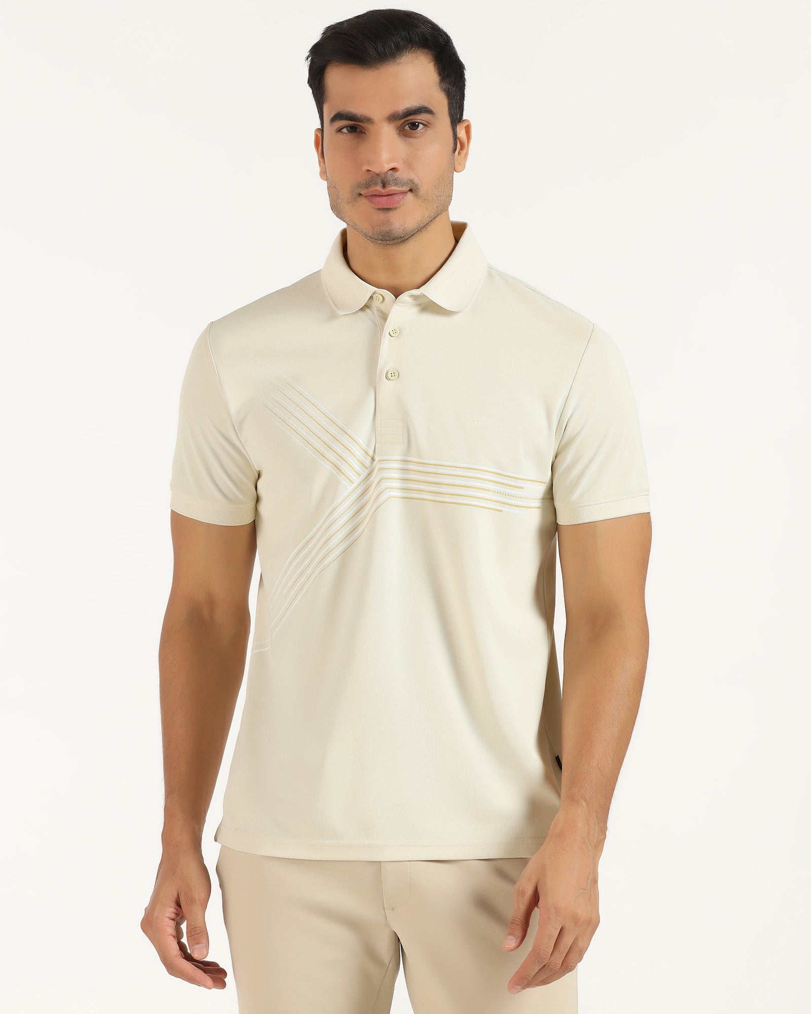 TechPro Polo Powder Yellow Printed T-Shirt - Matrix