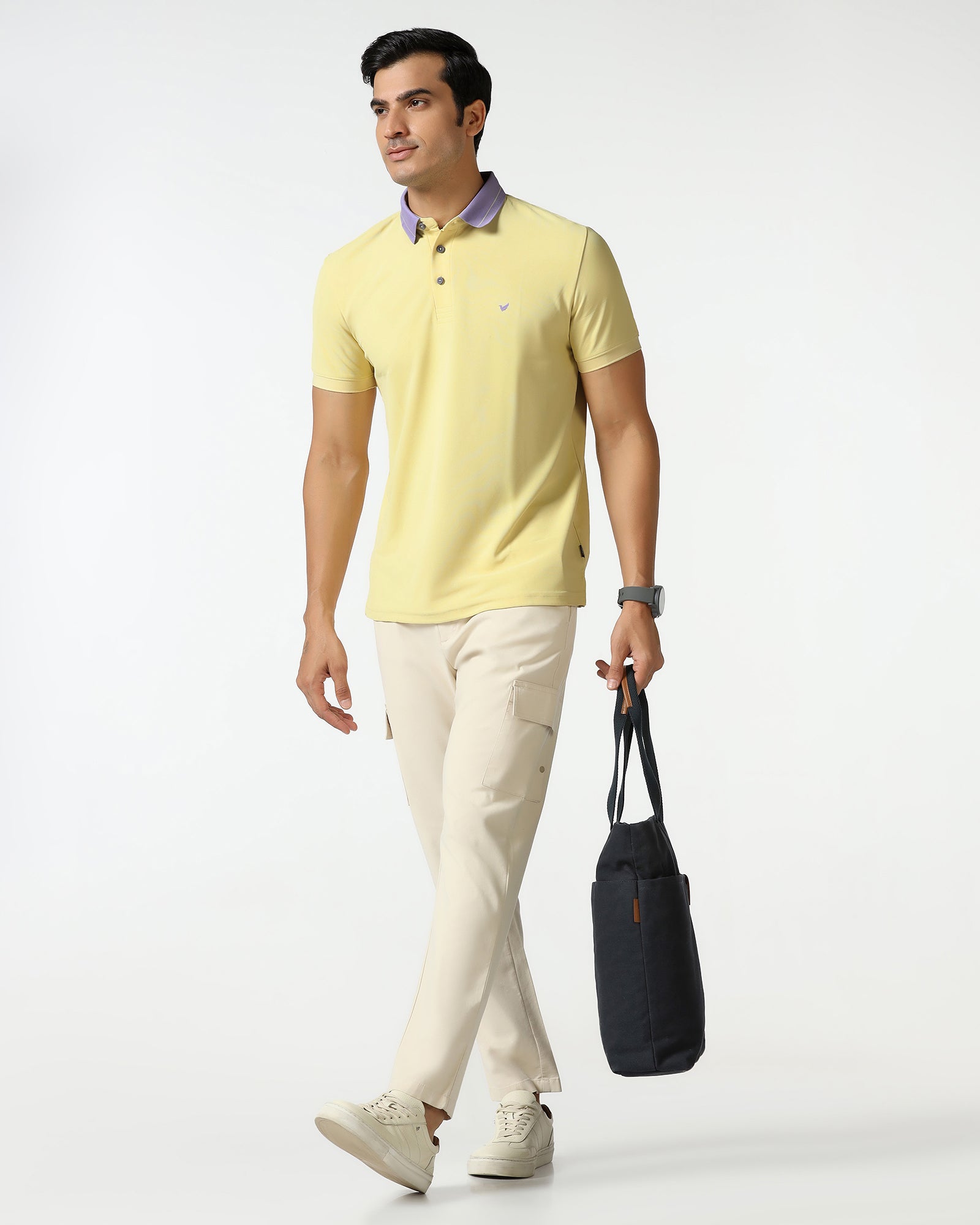 TechPro Polo Powder Yellow Solid T-Shirt - Terra