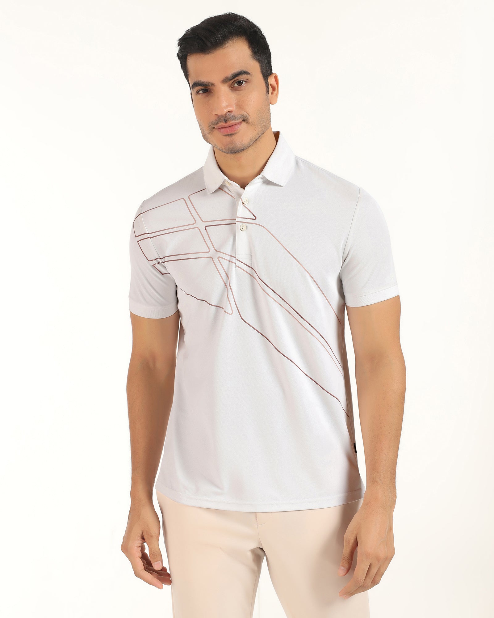 TechPro Polo White Printed T-Shirt - Slash