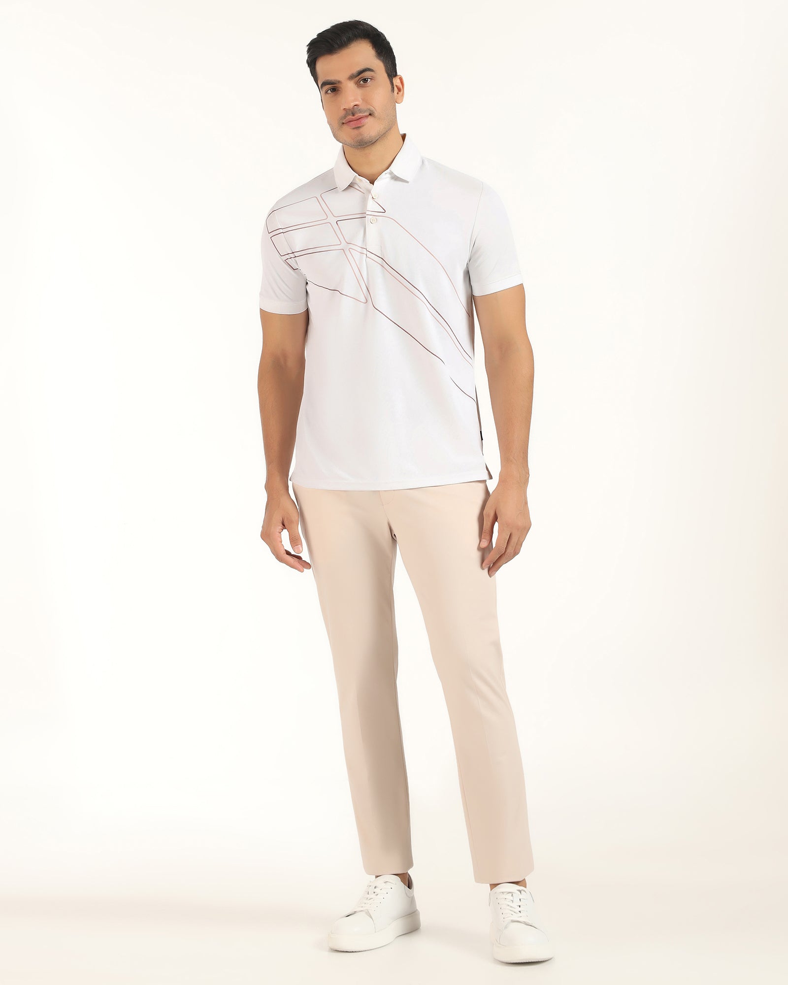 TechPro Polo White Printed T-Shirt - Slash