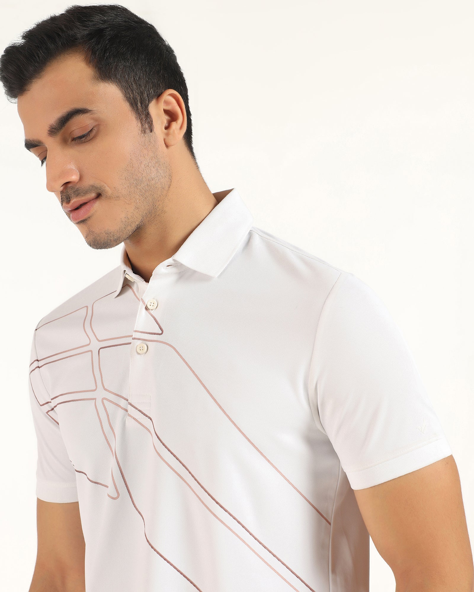 TechPro Polo White Printed T-Shirt - Slash