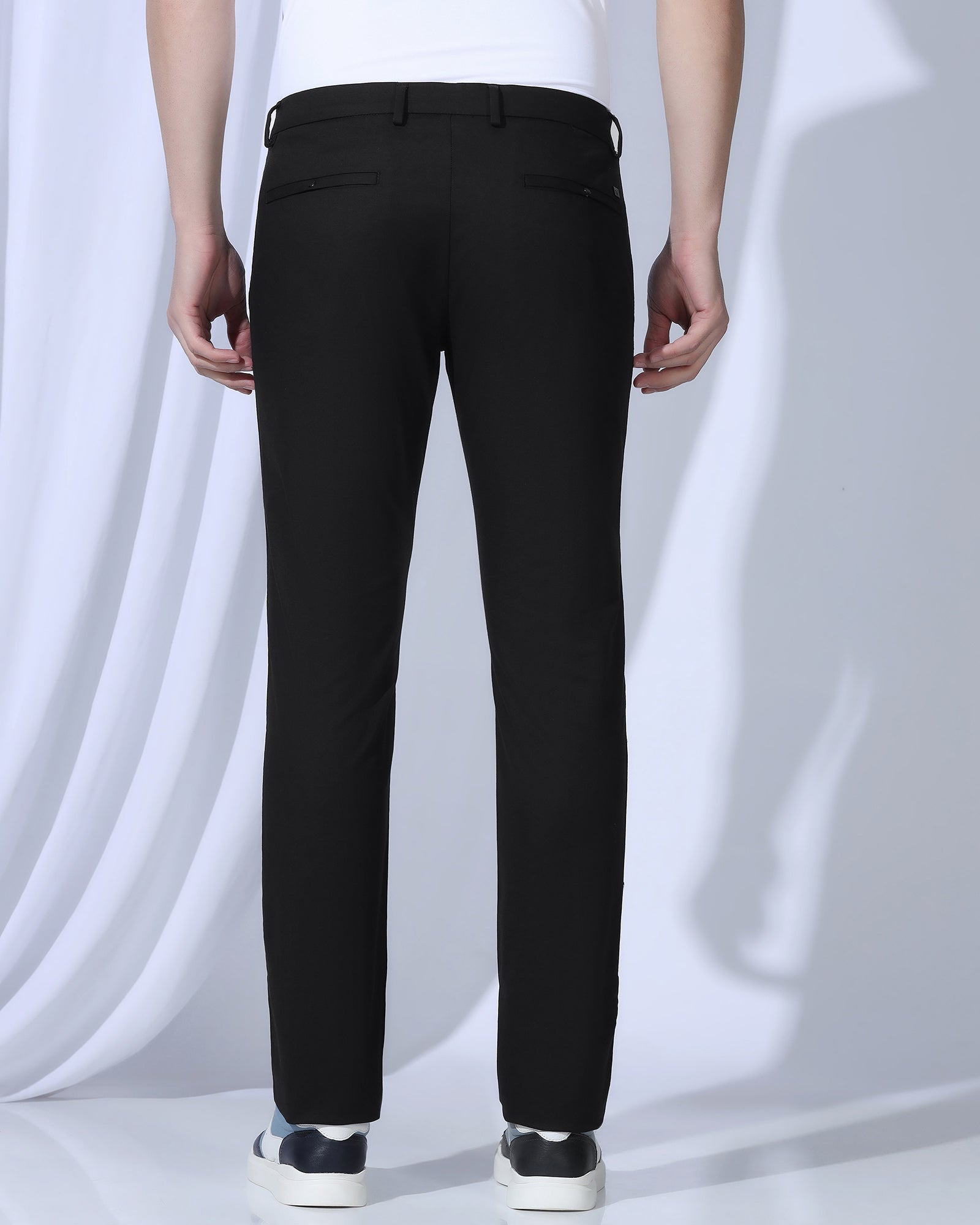 TechPro Slim Comfort B-95 Casual Black Solid Khakis - Androit
