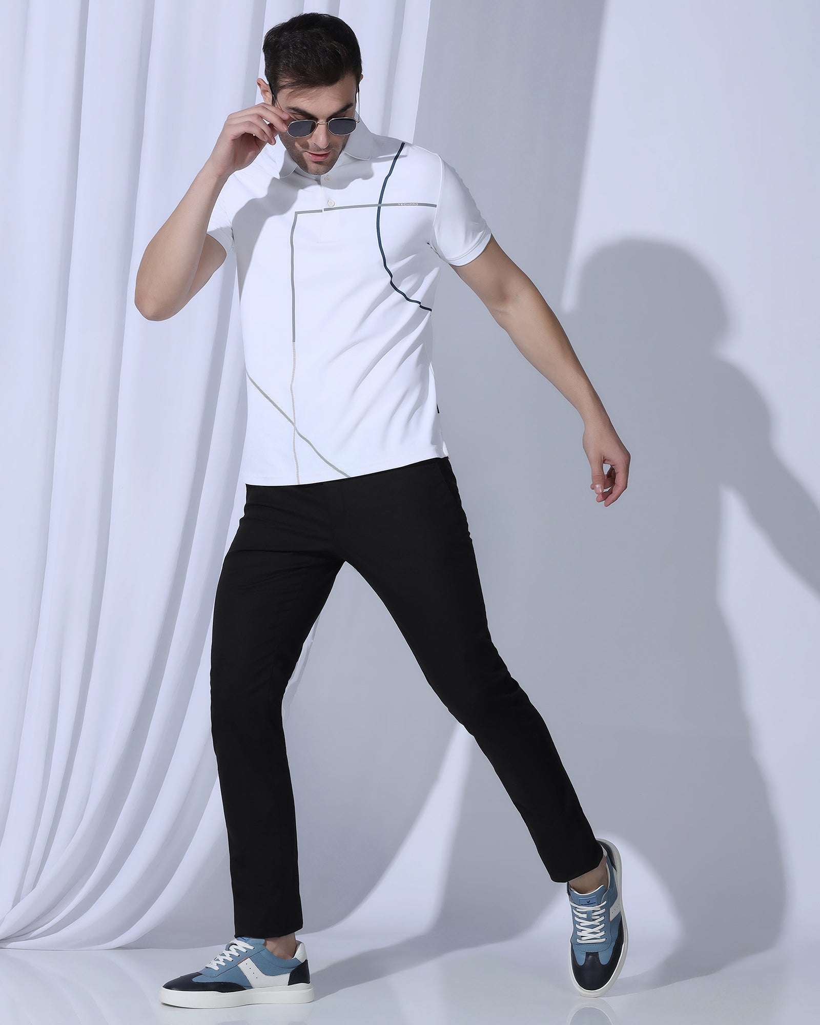 TechPro Slim Comfort B-95 Casual Black Solid Khakis - Androit