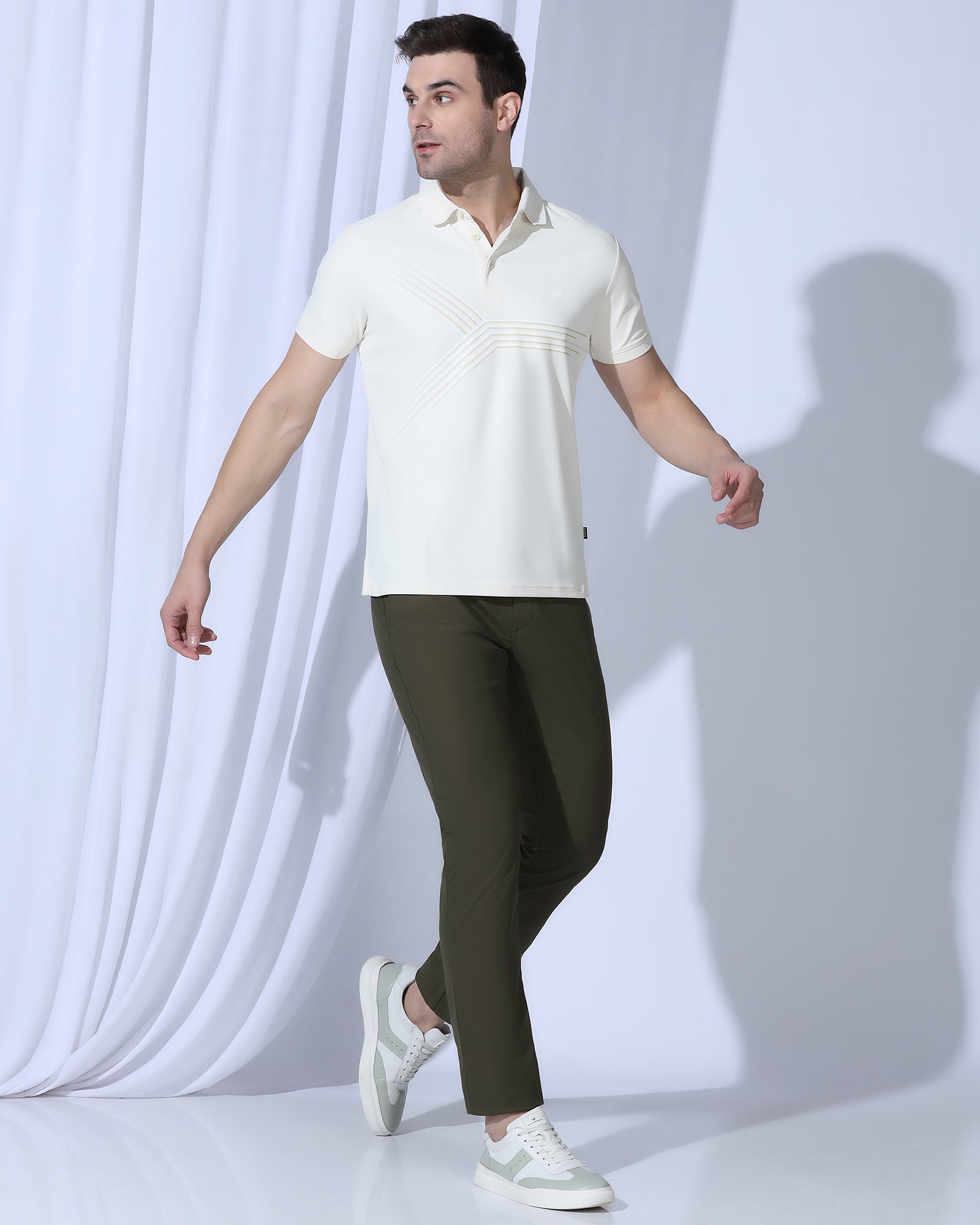 TechPro Slim Comfort B-95 Casual Dark Olive Solid Khakis - Androit