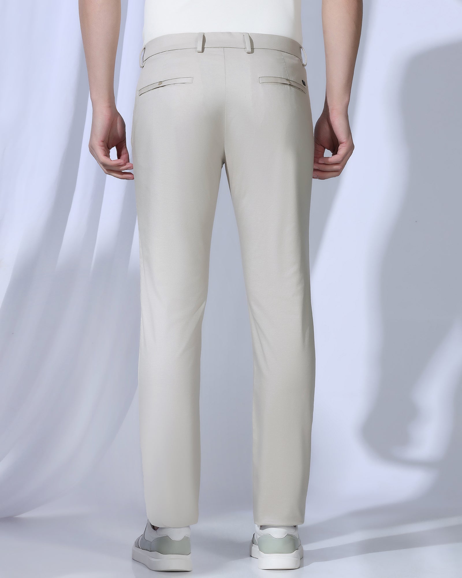 TechPro Slim Comfort B-95 Casual Stone Beige Solid Khakis - Androit