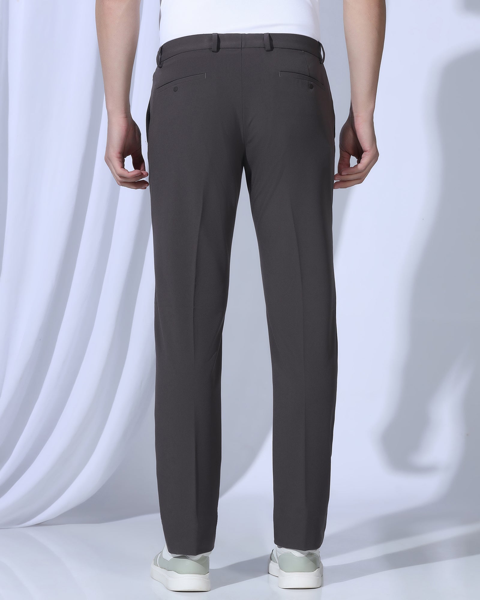 TechPro Slim Comfort B-95 Formal Dark Brown Solid Trouser - Creed