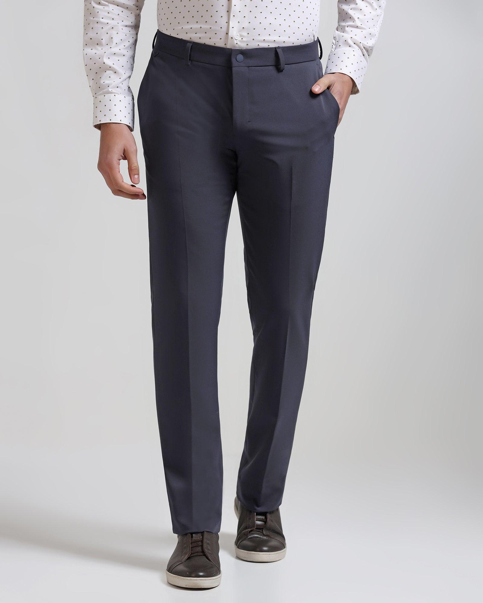 Techpro Slim Comfort B-95 Formal Dark Grey Solid Trouser - Agusta - Blackberrys