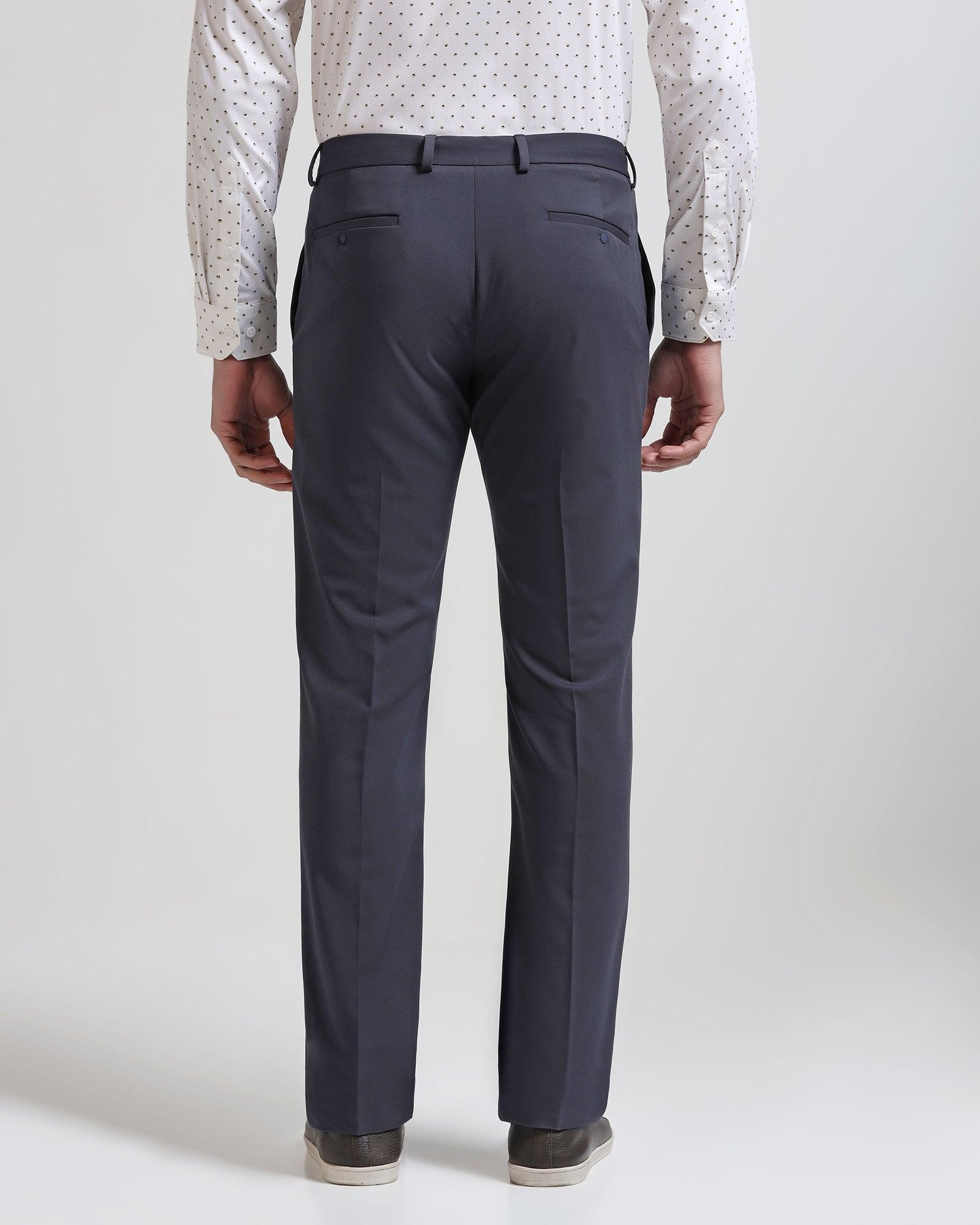 Techpro Slim Comfort B-95 Formal Dark Grey Solid Trouser - Agusta - Blackberrys