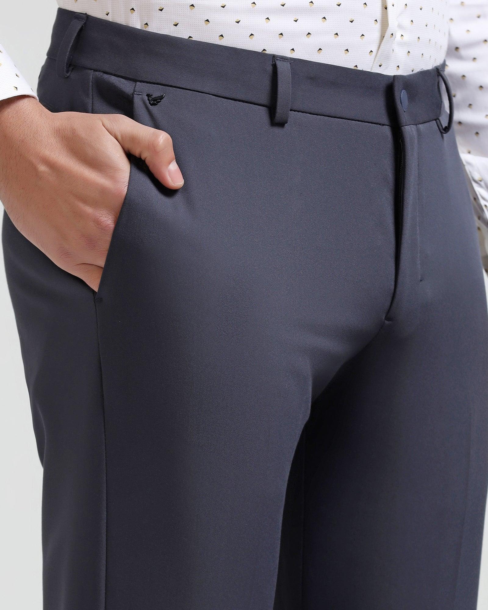 Techpro Slim Comfort B-95 Formal Dark Grey Solid Trouser - Agusta - Blackberrys