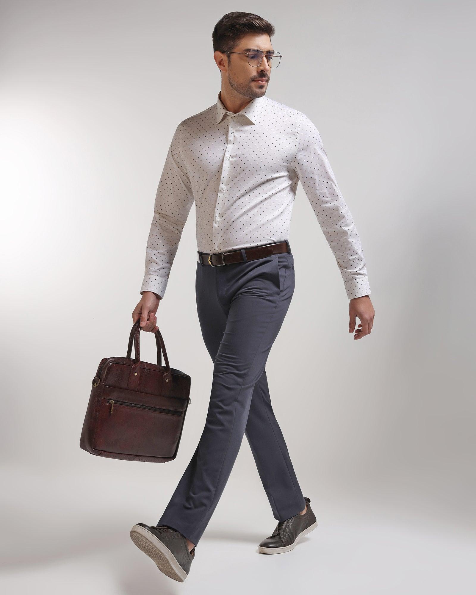 Techpro Slim Comfort B-95 Formal Dark Grey Solid Trouser - Agusta - Blackberrys