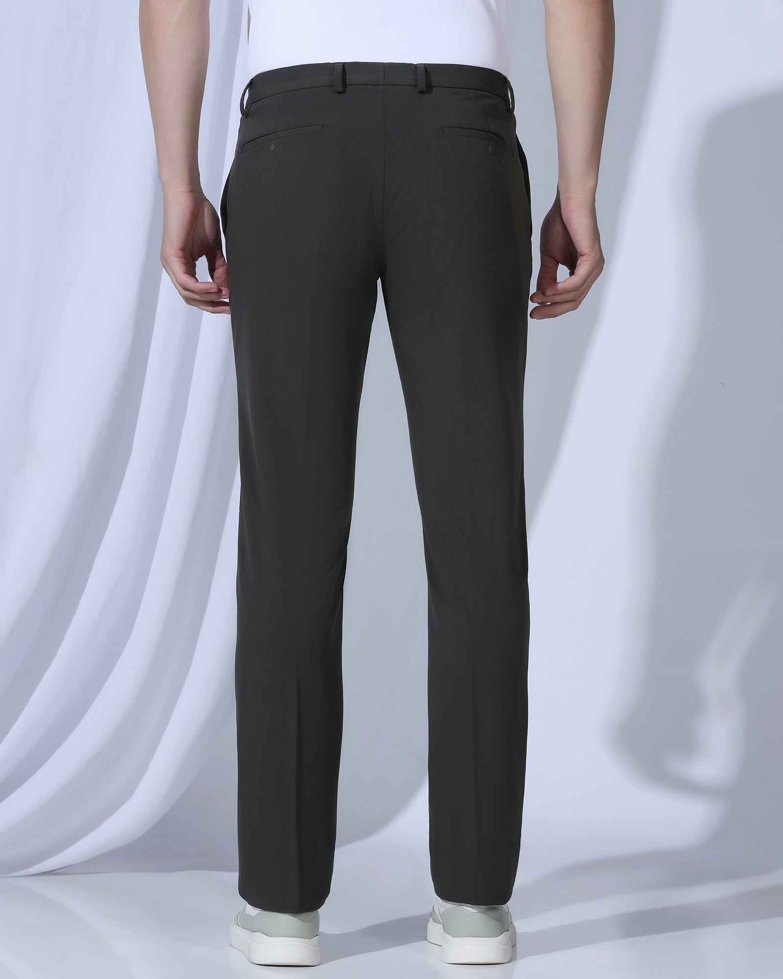 TechPro Slim Comfort B-95 Formal Olive Solid Trouser - Creed