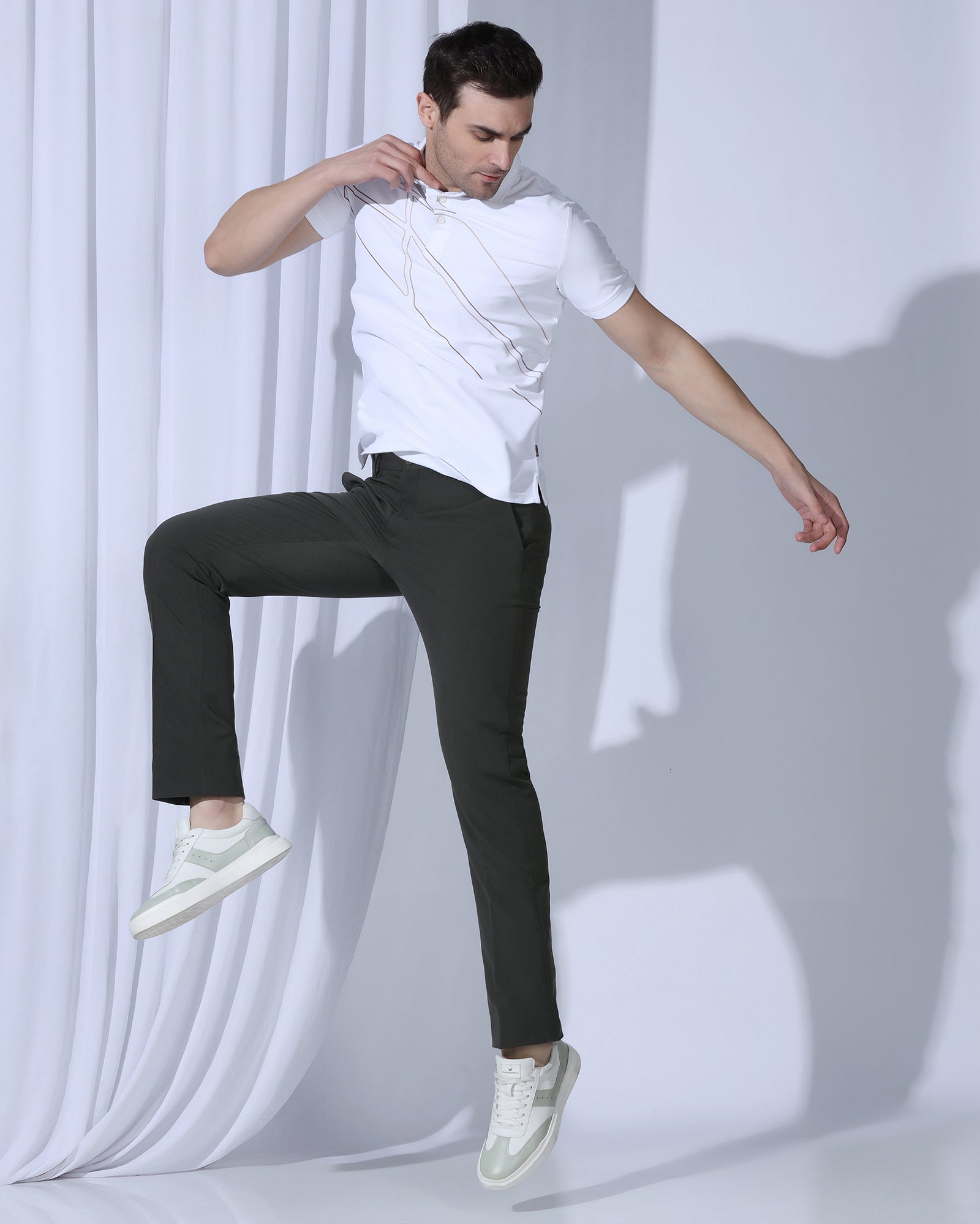 TechPro Slim Comfort B-95 Formal Olive Solid Trouser - Creed