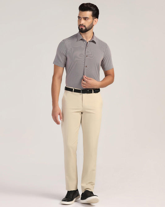 TechPro Slim Fit B-91 Formal Beige Solid Trouser - Sonet