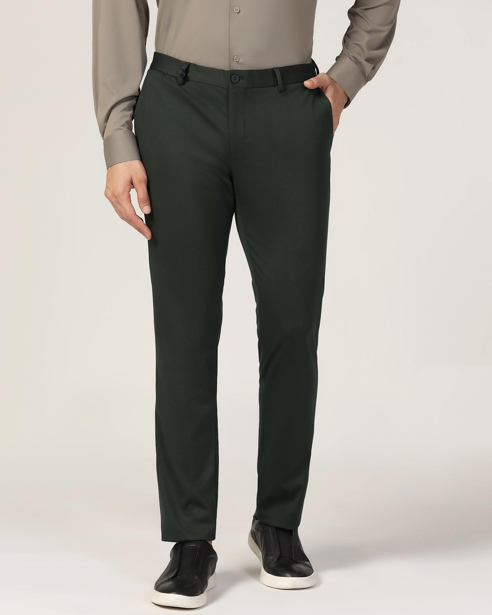 TechPro Slim Fit B-91 Formal Green Solid Trouser - Explorer
