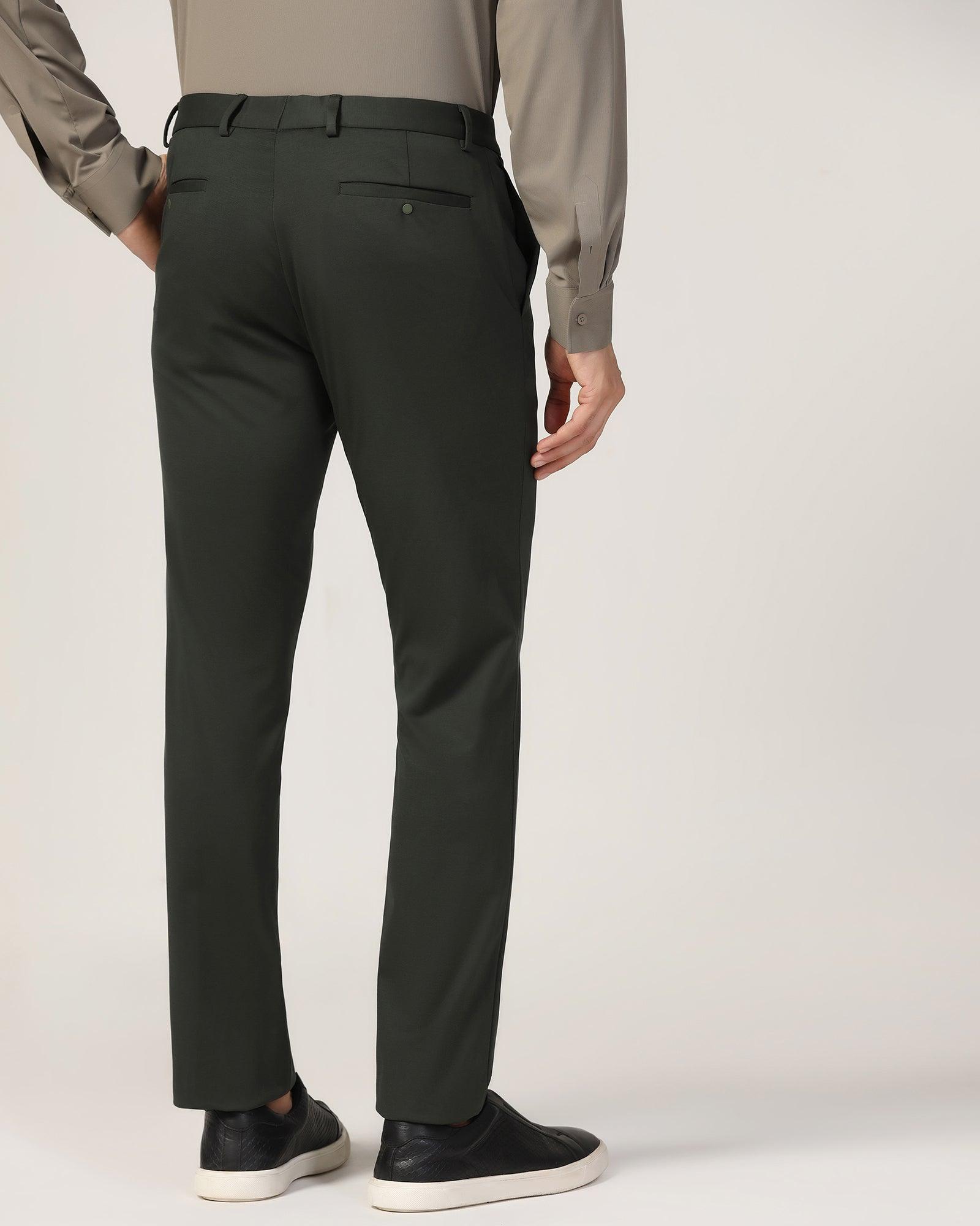 TechPro Slim Fit B-91 Formal Green Solid Trouser - Explorer
