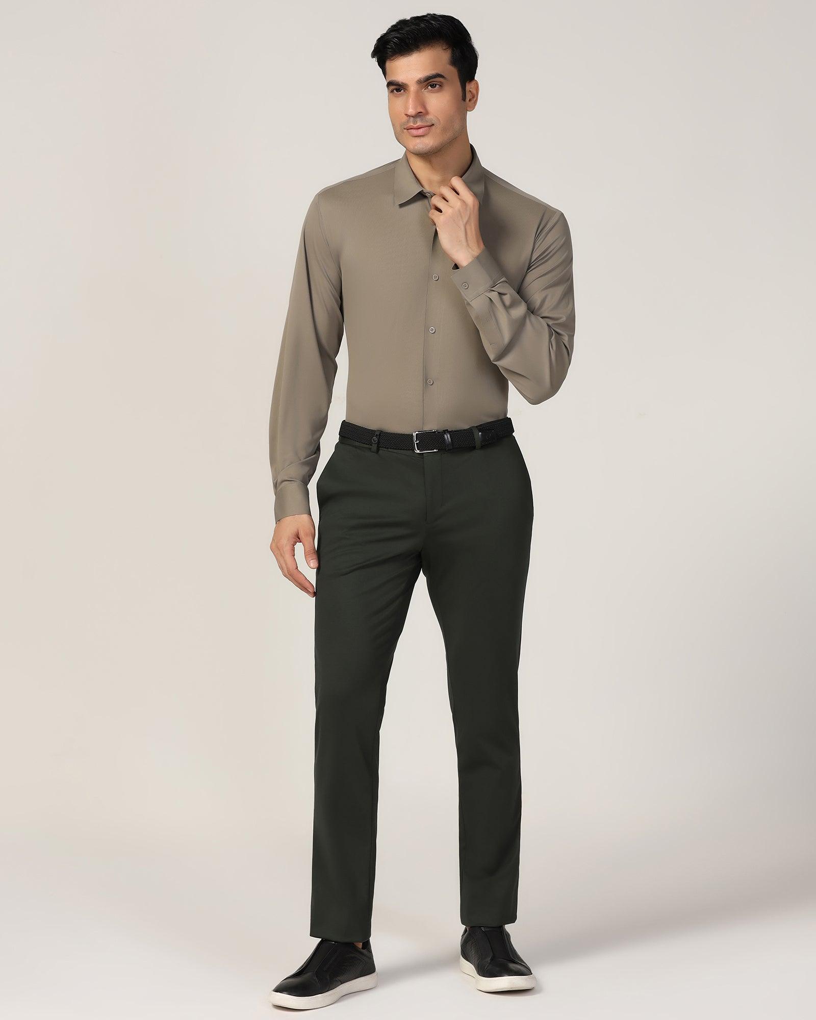 TechPro Slim Fit B-91 Formal Green Solid Trouser - Explorer