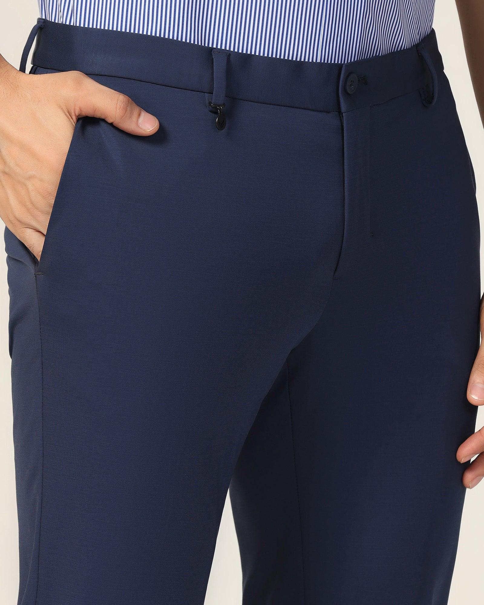 TechPro Slim Fit B-91 Formal Navy Solid Trouser - Explorer