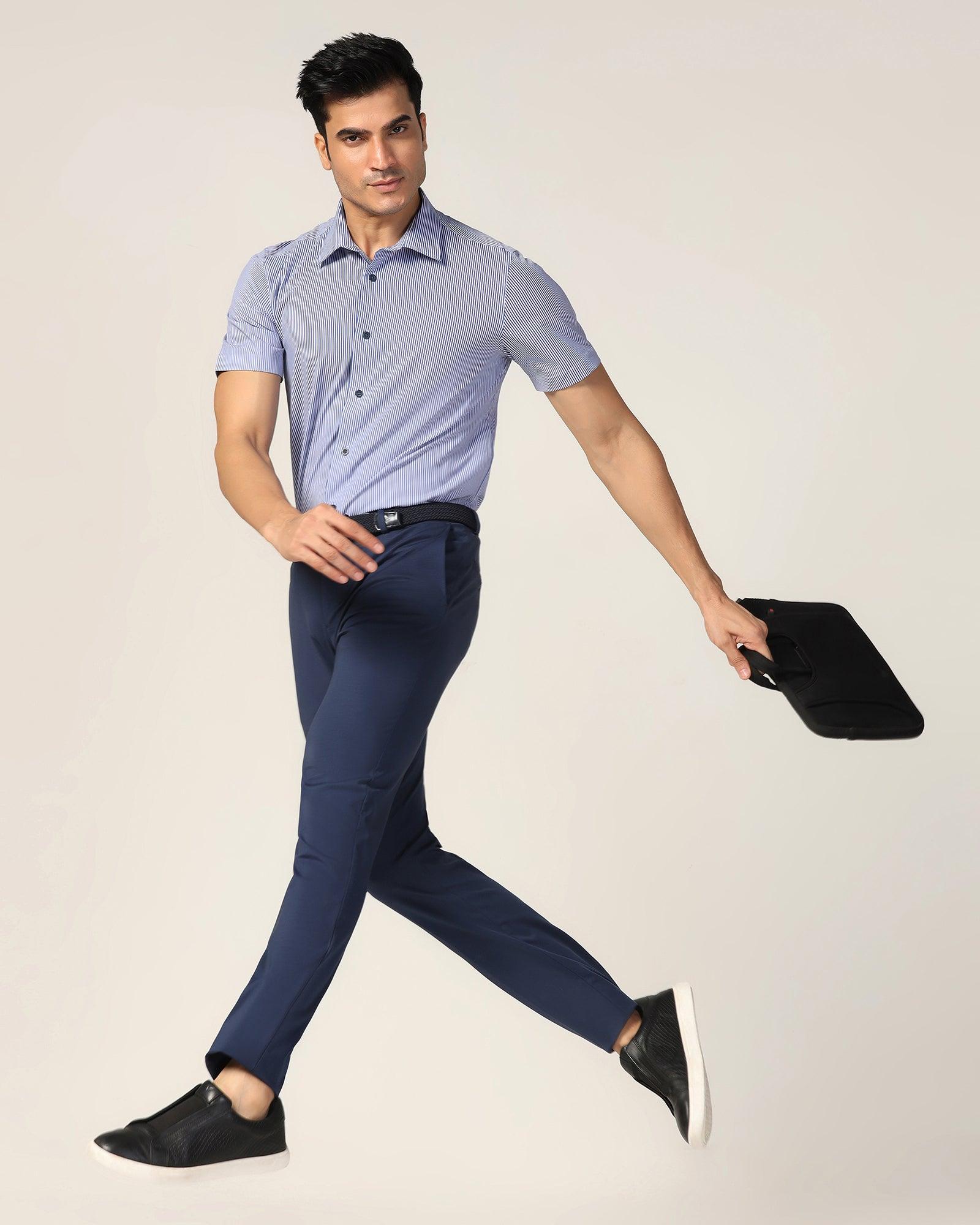 TechPro Slim Fit B-91 Formal Navy Solid Trouser - Explorer