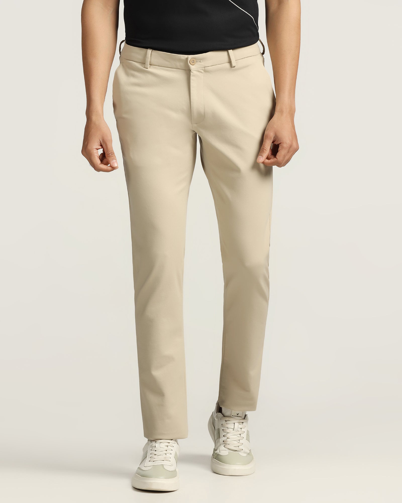 TechPro Slim Fit B-91 Casual Beige Solid Khakis - Ziea