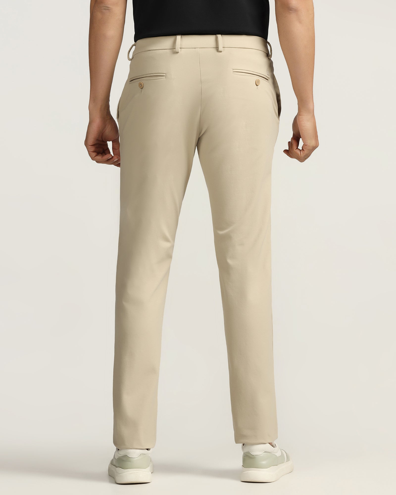 TechPro Slim Fit B-91 Casual Beige Solid Khakis - Ziea