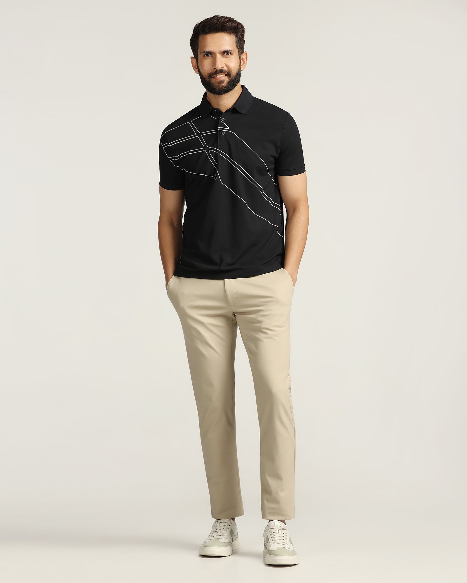 TechPro Slim Fit B-91 Casual Beige Solid Khakis - Ziea