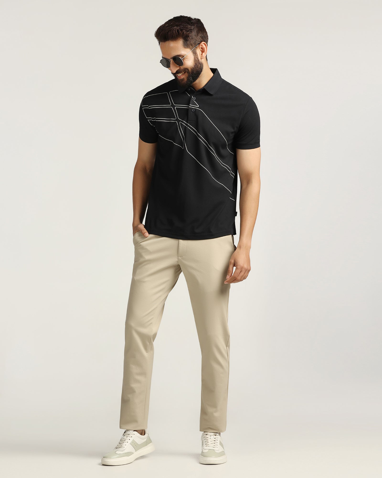 TechPro Slim Fit B-91 Casual Beige Solid Khakis - Ziea