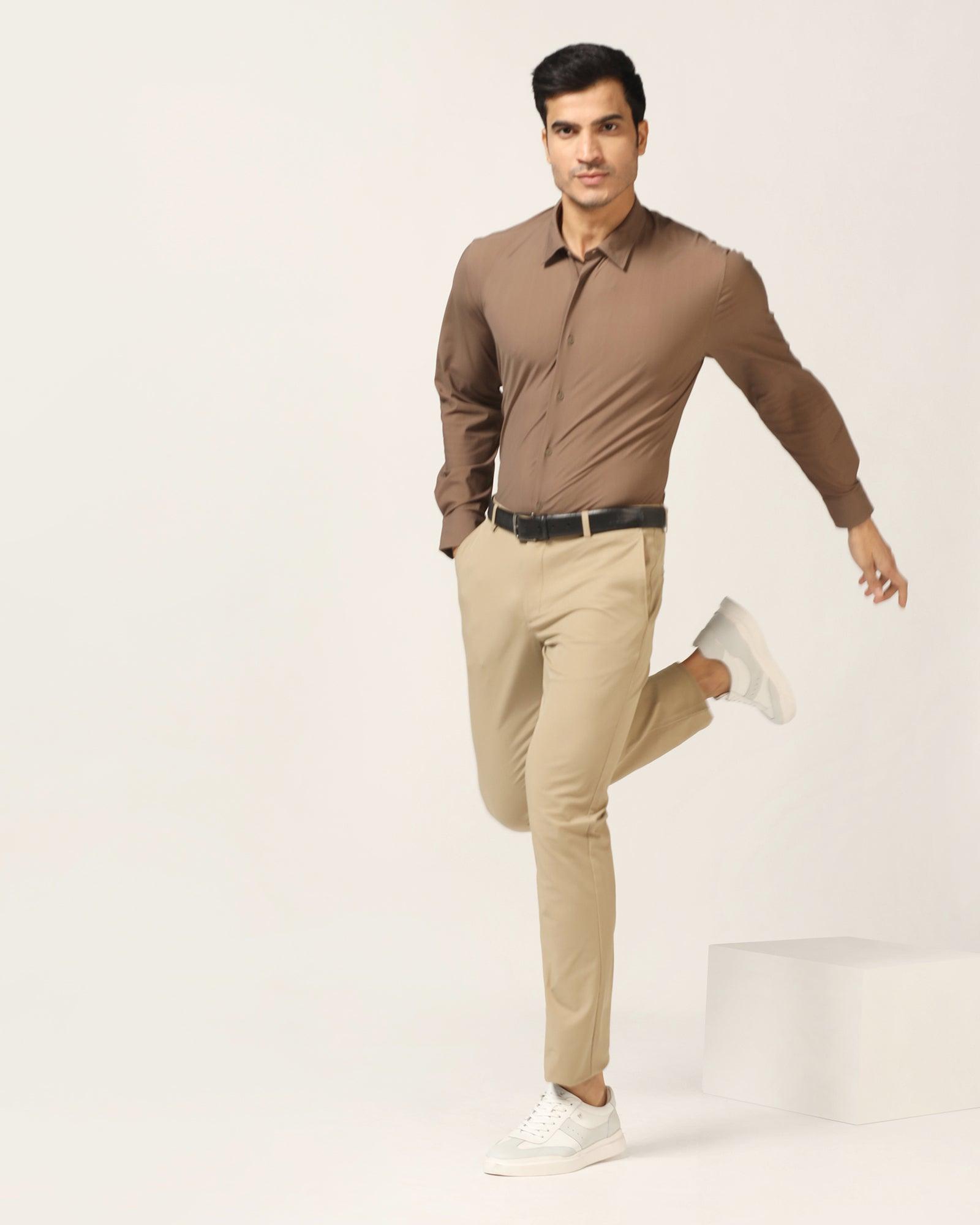 TechPro Slim Fit B-91 Casual Khaki Solid Khaki - Borros - Blackberrys