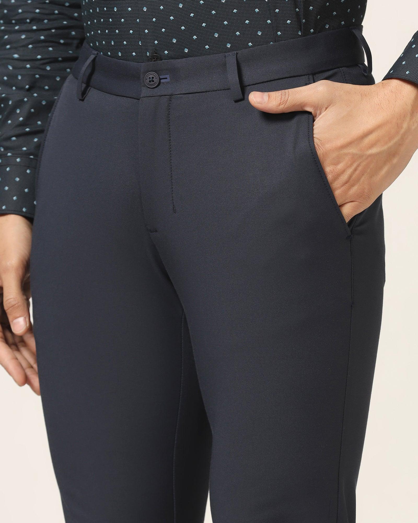 TechPro Slim Fit B-91 Casual Navy Solid Khaki - Borros - Blackberrys