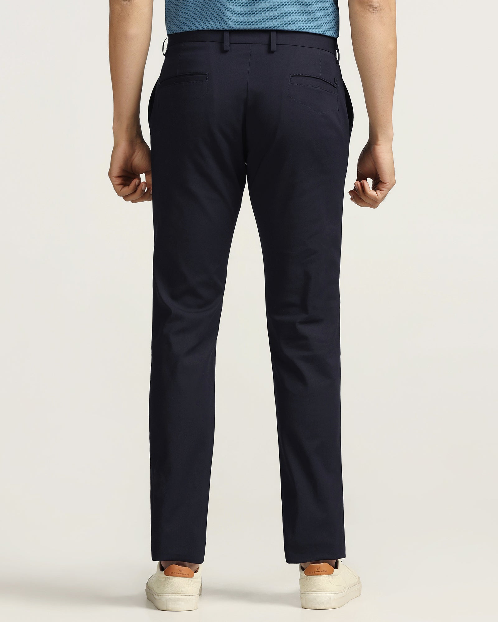 TechPro Slim Fit B-91 Casual Navy Solid Khakis - Sandy