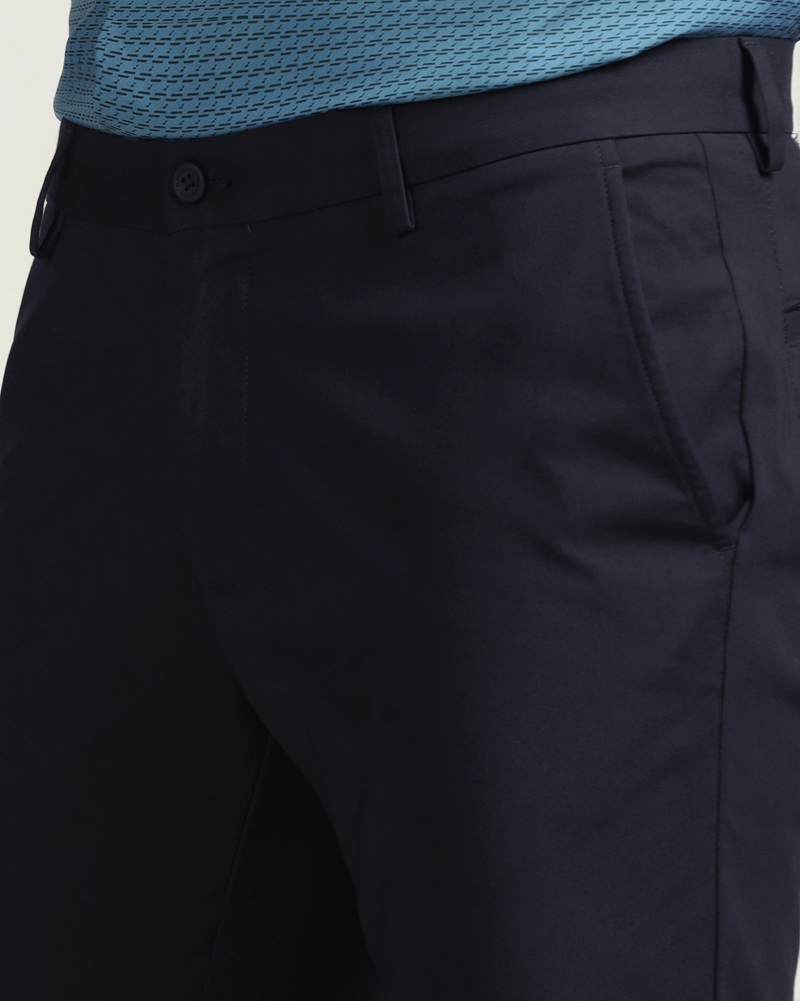 TechPro Slim Fit B-91 Casual Navy Solid Khakis - Sandy