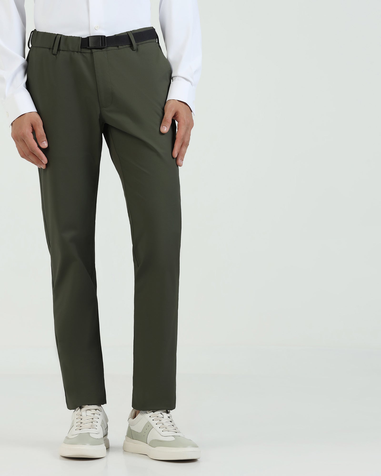 TechPro Slim Fit B-91 Casual Olive Solid Khakis - Kyle